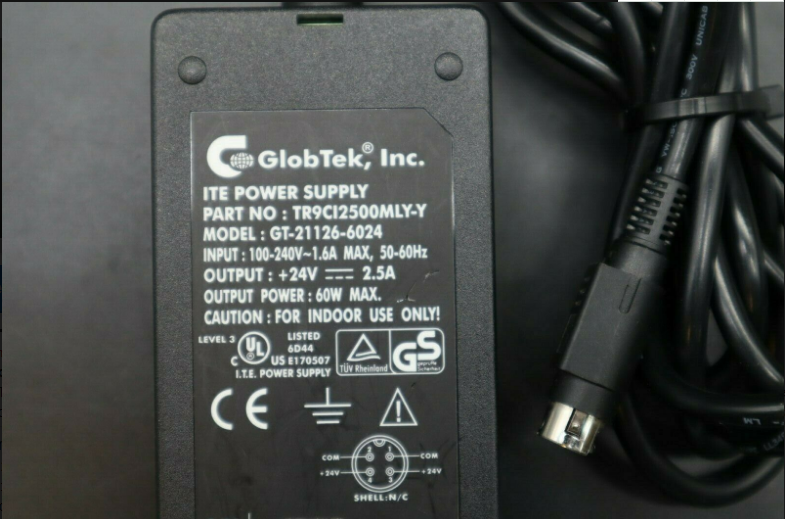 GlobTek GT-21126-6024 AC Adapter- Laptop 24V 2.5A,4PIN